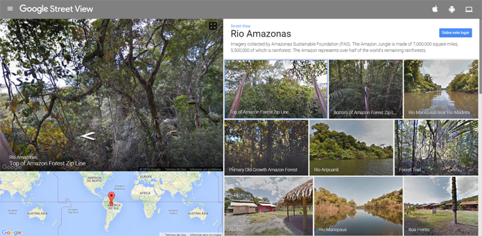 Registro de trechos da Amazônia é realizado pela FAS com Trekker do Google (Foto: Reprodução/Filipe Garrett)