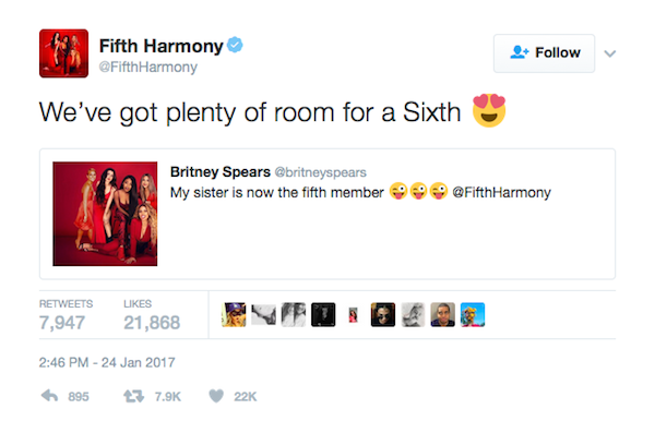 A resposta dos assessores do Fifth Harmony a Britney Spears (Foto: Twitter)