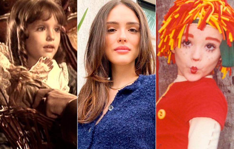 Isabelle Drummond começou sua carreira em 'Os Maias' e brilhou como Emília na segunda versão do 'Sítio do Picapau Amarelo' — Foto: Globo e Reprodução/Instagram