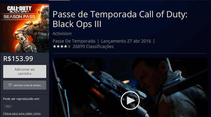 Call of Duty: Black Ops 3: Passe de Temporada não está disponível para PS3 (Foto: Reprodução/Victor Teixeira)