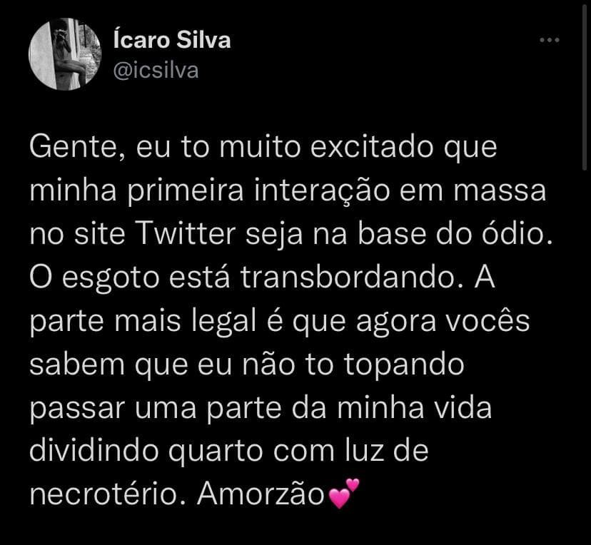 Ícaro Silva faz tweets após comentários negativos sobre participação no BBB  (Foto: Reprodução / Instagram)
