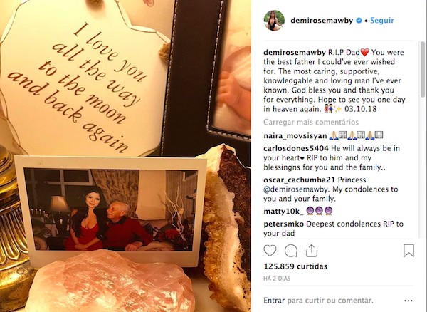 O post no qual Demi Rose lamentou a morte de seu pai (Foto: Instagram)