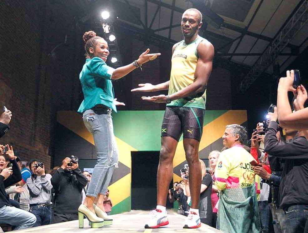 Cedella Marley desenhou o uniforme de Usain Bolt, para as OlimpÃ­adas de Londres, em 2012 â€” Foto: Associated Press