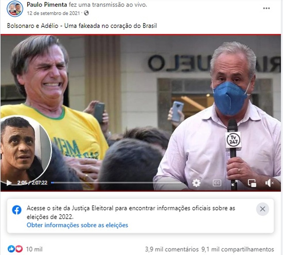 Paulo Pimenta divulgou documentário sobre "fakeada" em suas redes sociais — Foto: Reprodução
