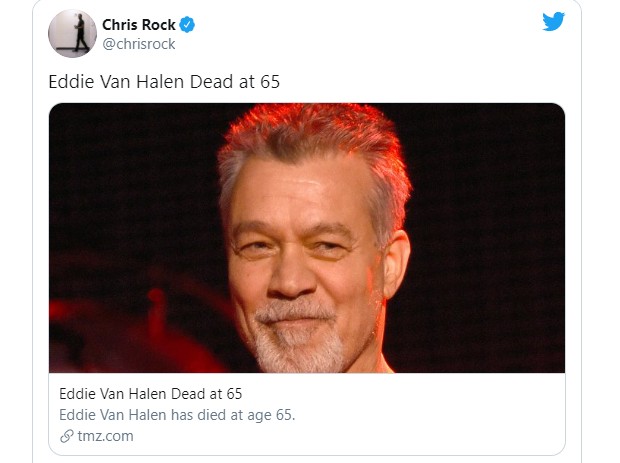 Chris Rock se despede de Eddie Van Halen (Foto:  Reprodução Twitter)