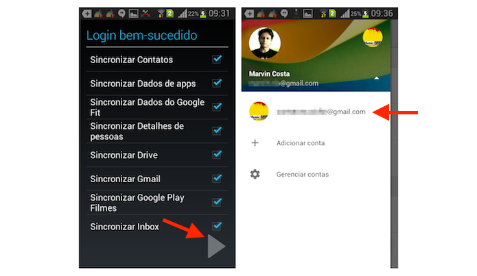 Acessando uma segunda conta do Google Drive que foi logada no Android (Foto: Reprodução/Marvin Costa)