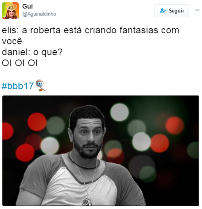A descoberta do crush de Roberta em Daniel  (Foto: Reprodução Internet/ Reprodução Twitter @Aguinaldinho)
