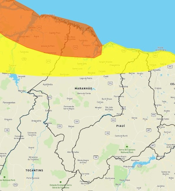 Meteorologia emite dois alertas de chuvas intensas para o Maranhão — Foto: Divulgação/Inmet