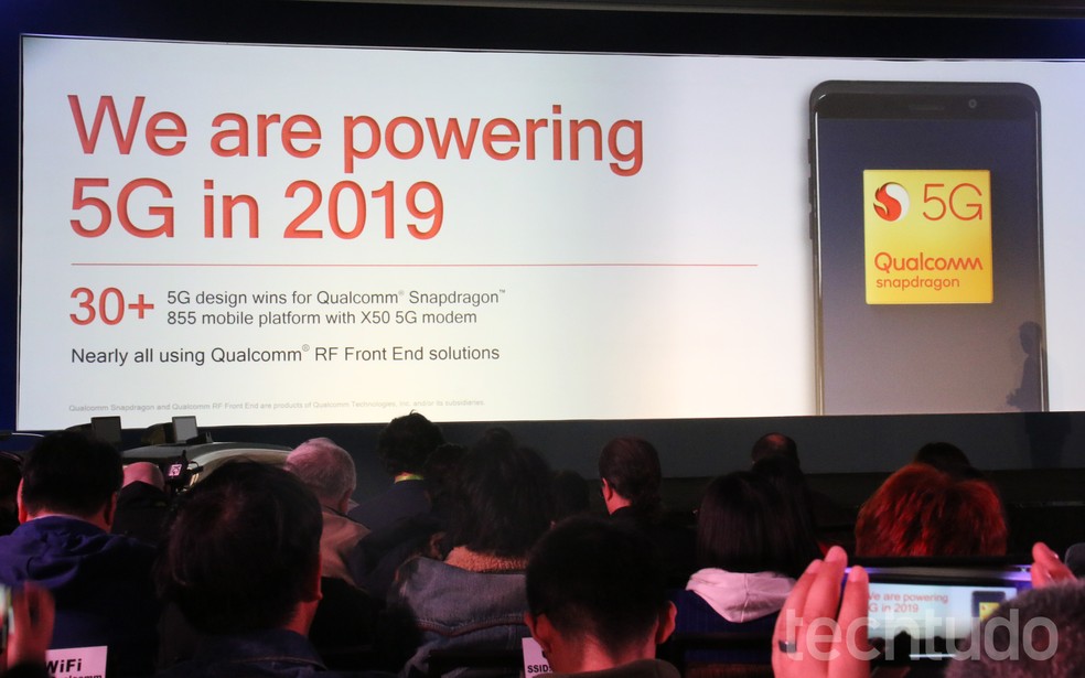 Qualcomm estima que 30 celulares compatíveis com 5G chegarão ao mercado ao longo de 2019 — Foto: Luciana Maline/ Techtudo