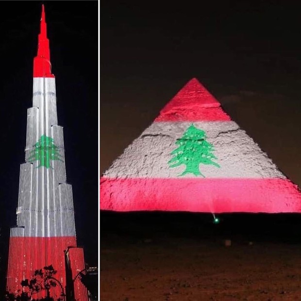 Monumentos pelo mundo ganham as cores da bandeira do Líbano após explosão trágica (Foto: Reprodução/Instagram)