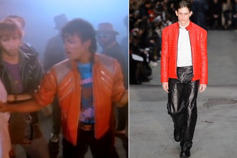 Couro e vinil: a 'dupla' conquistou Michael na virada dos anos 1980 para os 1990, famosa em um dos visuais do clipe de 'Thriller'. A Y. Project já se inspirou.