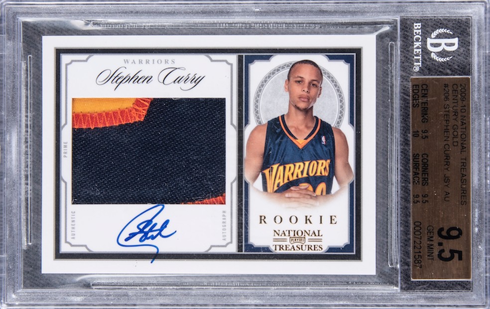 Figurinha da Panini autografada por Stephen Curry em 2009 — Foto: Reprodução Twitter/ Goldin Auctions