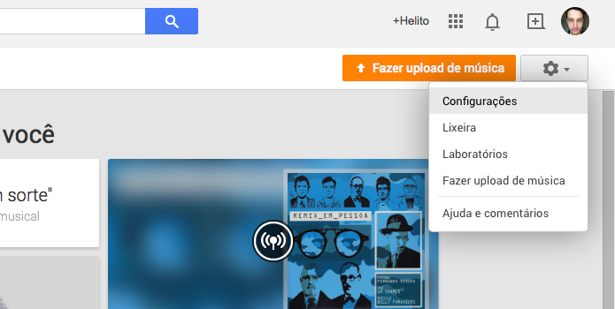 Acesse as configurações do Google Play Música (Foto: Reprodução/Helito Bijora) 