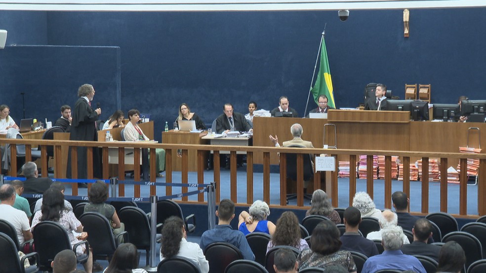 8º dia de julgamento de Adriana Villela, em Brasília — Foto: TV Globo/Reprodução
