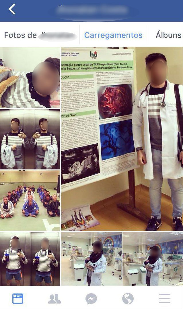 Rapaz postou fotos de jaleco em rede social (Foto: Reprodução/Facebook)