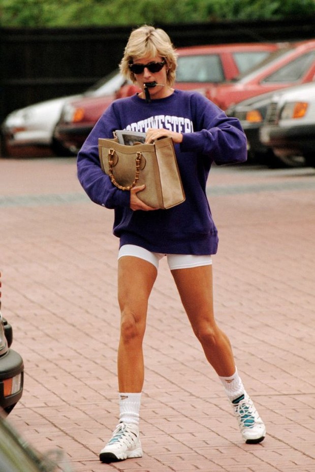 Lady Diana leaves the gym in 1995 (Photo: Getty Images)