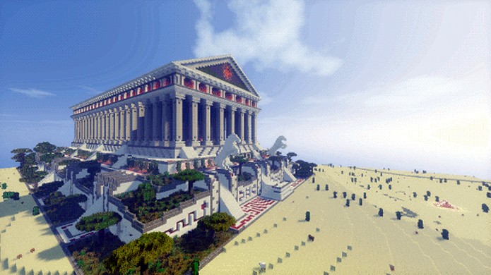 Templo de ?rtemis ? uma das maravilhas do mundo antigo reconstru?das em Minecraft (Foto: Reprodu??o/Kotaku)