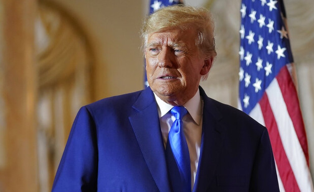 O ex-presidente dos EUA Donald Trump durante apuração dos votos da eleição de meio de mandato nos EUA, em 9 de novembro de 2022. — Foto: Andrew Harnik/ AP