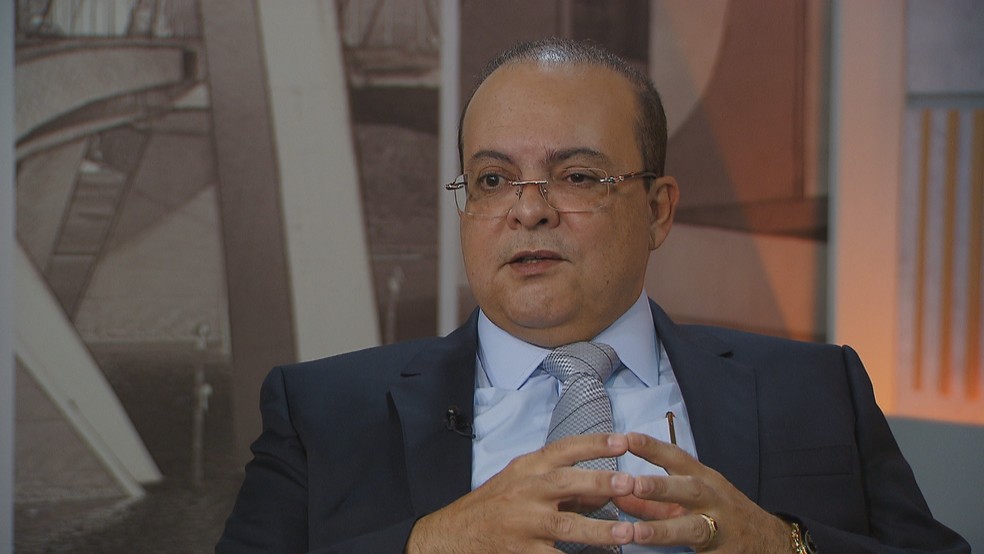 O governador Ibaneis Rocha, em entrevista ao G1 — Foto: Reprodução/TV Globo