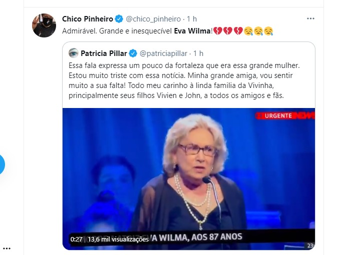 Chico Pinheiro faz homenagem para Eva Wilma (Foto: Reprodução Instagram)