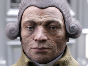 Des scientifiques ont simulé Robespierre portant une perruque et des vêtements anciens (Photo : VisualForensic/Philippe Froesch/Bataba/AP)