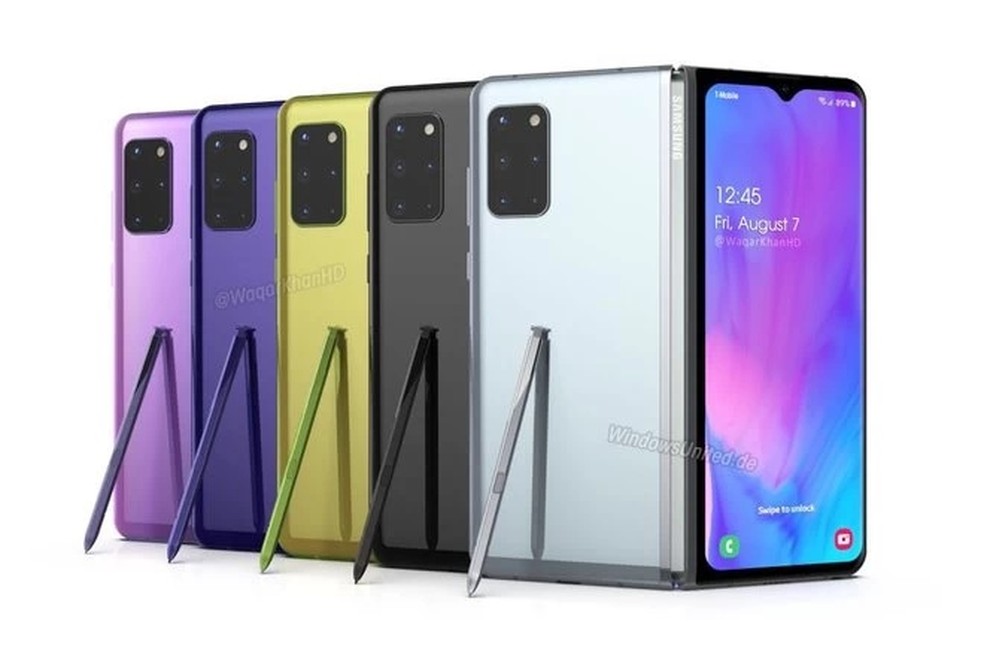 Galaxy Fold 2 teria suporte à caneta digital da Samsung, a S Pen — Foto: Reprodução/WindowsUnited