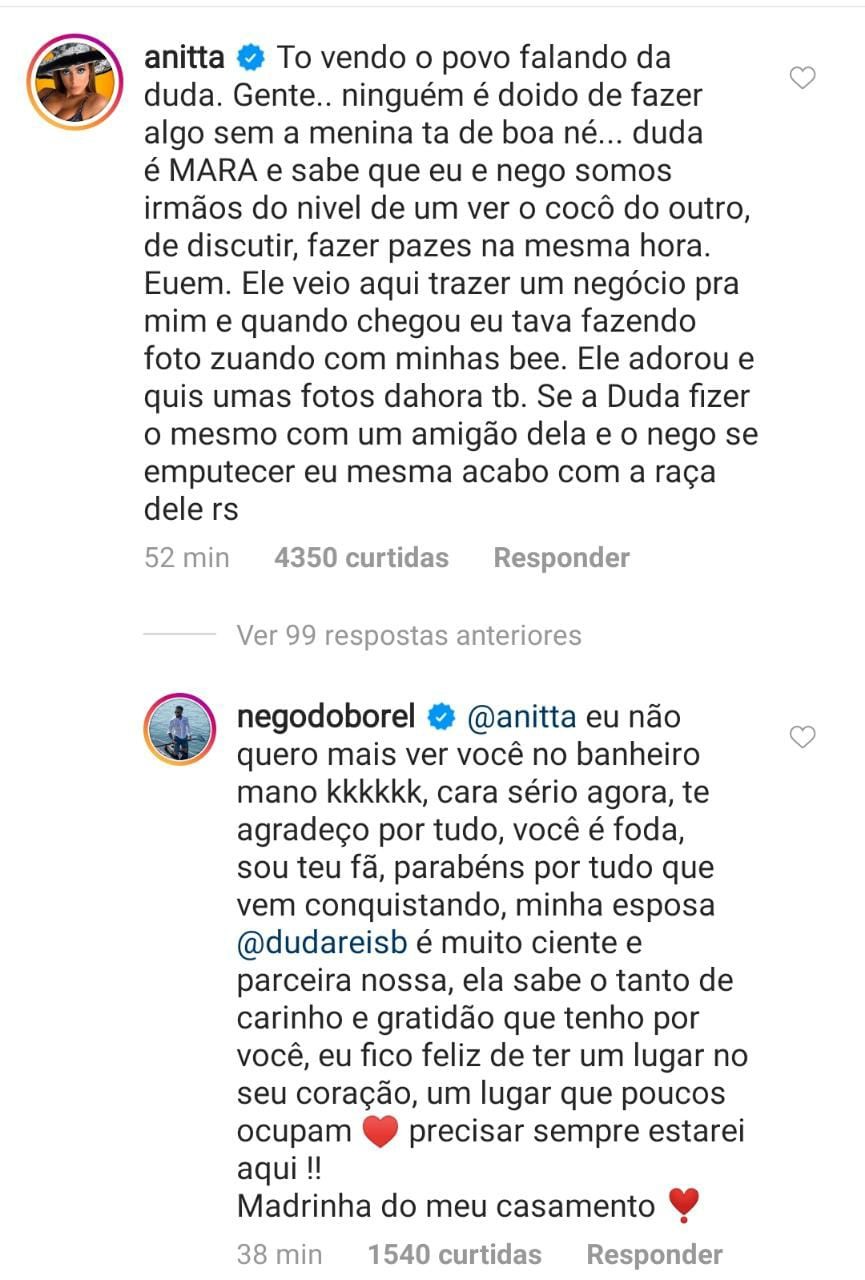 Anitta e Nego do Borel falam sobre fotos sensuais (Foto: Reprodução/Instagram)