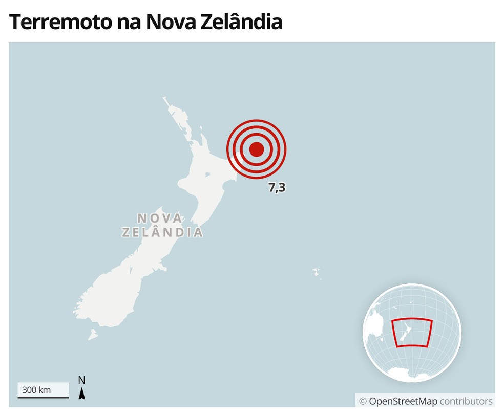 Terremoto na Nova Zelândia em 4 de março de 2021 — Foto: G1 Mundo