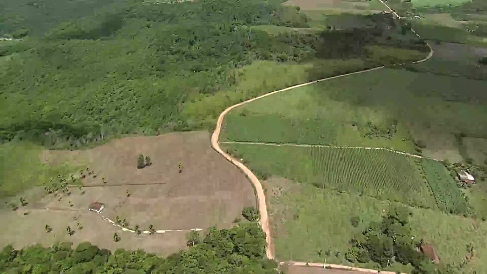 O Fórum Sócioambiental afirma que a rodovia passaria no quilômetro 17 da Estrada de Aldeia — Foto: Reprodução/TV Globo
