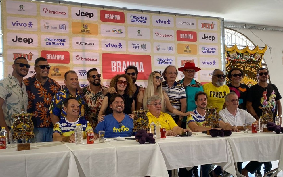 Coletiva de imprensa do Galo da Madrugada — Foto: Joalline Nascimento/g1