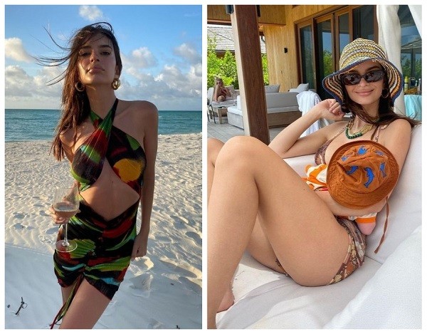 A modelo Emily Ratajkowski durante sua hospedagem em um resort no Caribe (Foto: Instagram)