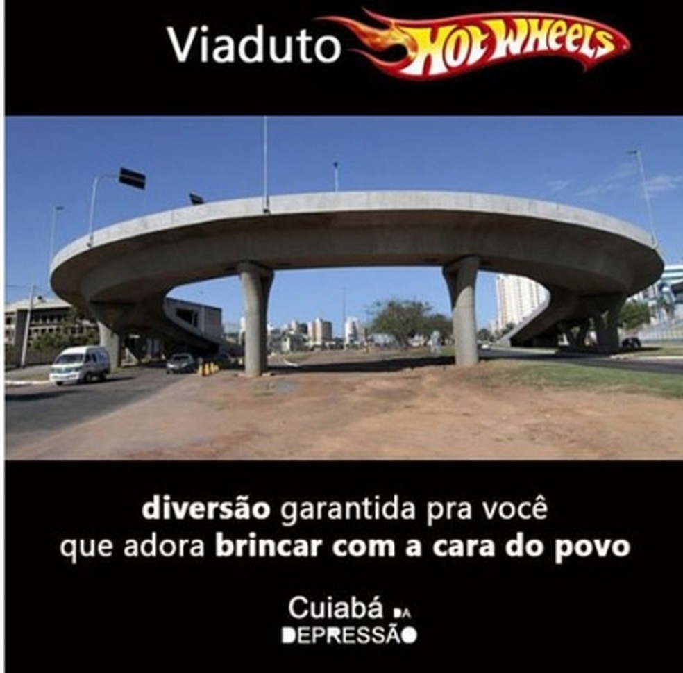 Arte brinca com viaduto batizado de 'Hotwheels' — Foto: Reprodução