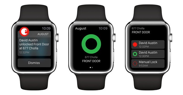Aplicativo da August rodando no Apple Watch (Foto: Divulgação/August)