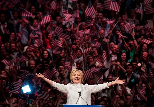 Hillary Clinton em comício no Brooklyn, em Nova York (Foto: Drew Angerer/Getty Images)