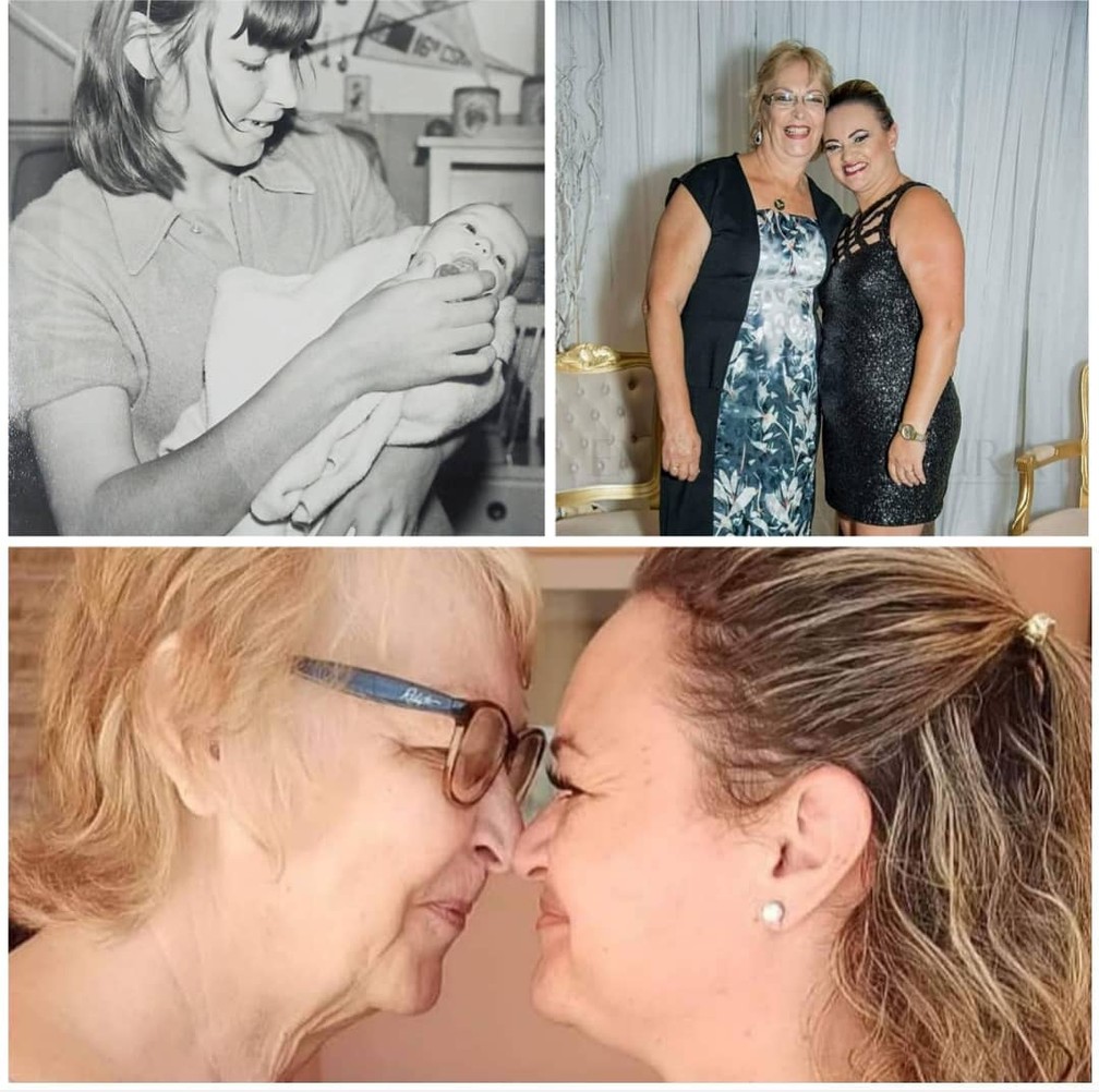 A mãe Ana Lucia de Noronha e a filha Claudia Regina Rabe — Foto: Arquivo pessoal 