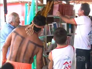 Biblioteca Cidada sera inaugurada na aldeia funil nesta sexta-feira (Foto: Reprodução/TV Anhanguera)