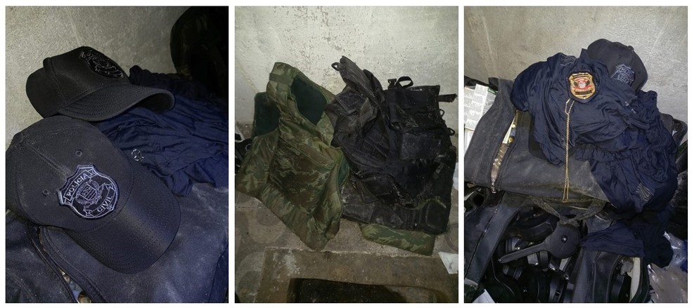 Vestimentas achadas em 'bunker' durante operação da Polícia Militar, nesta quinta-feira (7) — Foto: Divulgação
