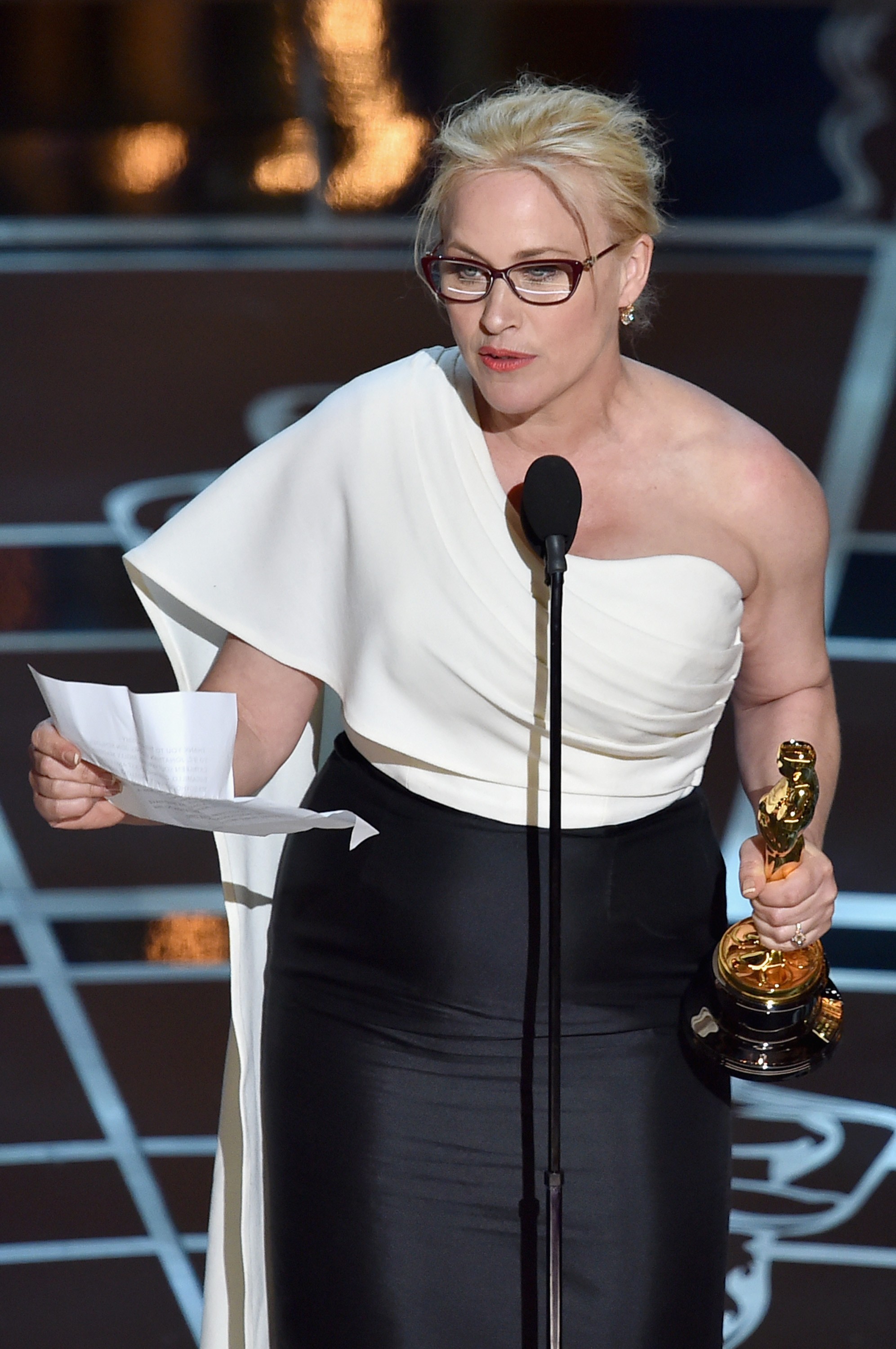 Patricia Arquette foi aplaudida de pé após seu discurso de agradecimento (Foto: Getty Images)
