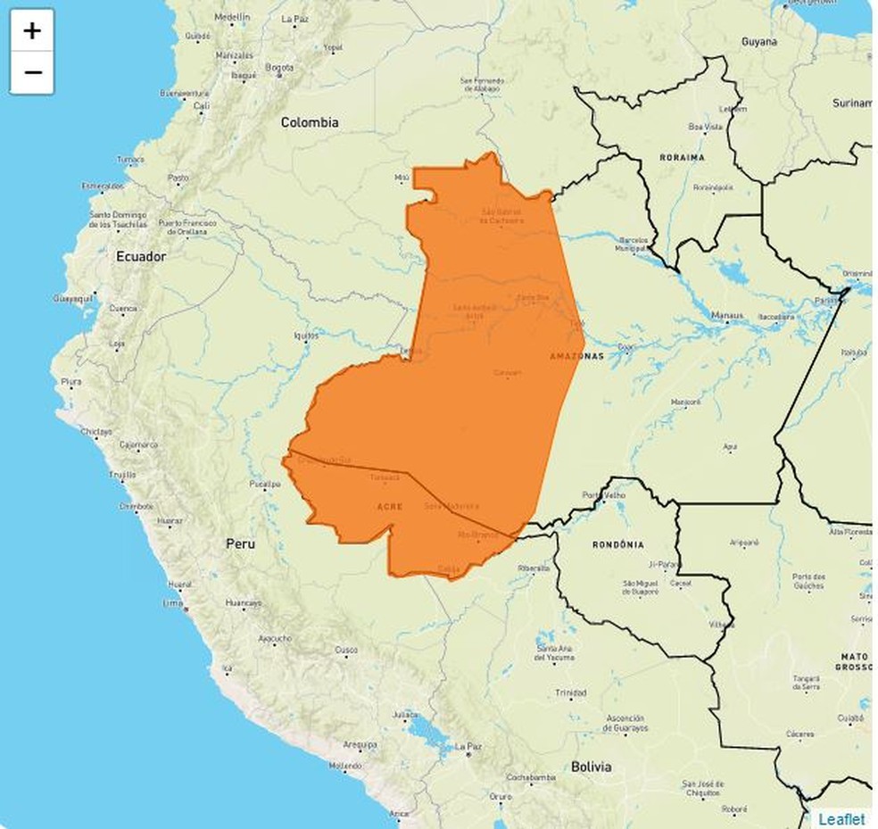 Acre e parte do Amazonas estão sob alerta de chuvas intensas  — Foto: Reprodução