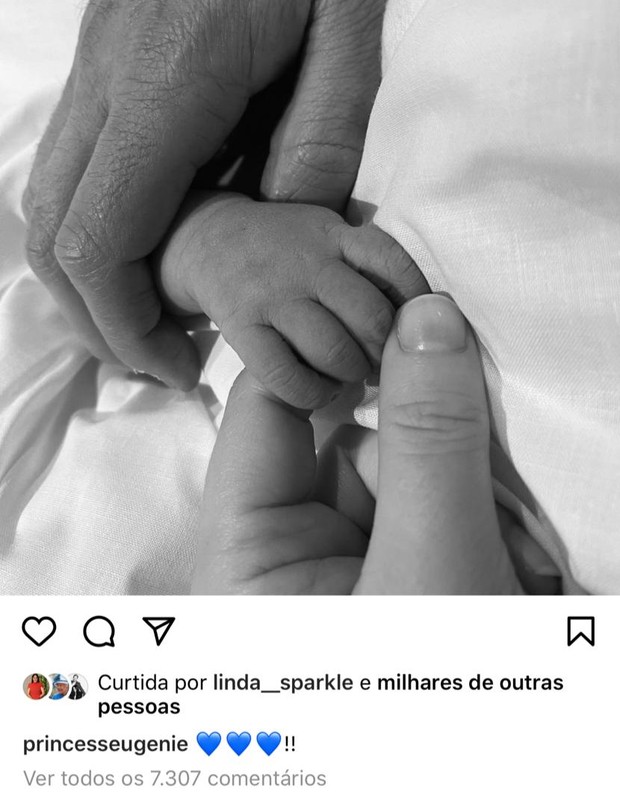 Princesa Eugenie mostra mãozinha do filho (Foto: Reprodução/Instagram)