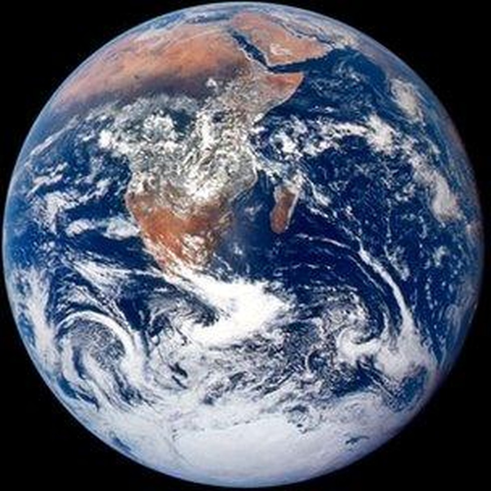 A foto Blue Marble &eacute; uma das mais famosas da Terra (Foto: NASA JOHNSON SPACE CENTER)