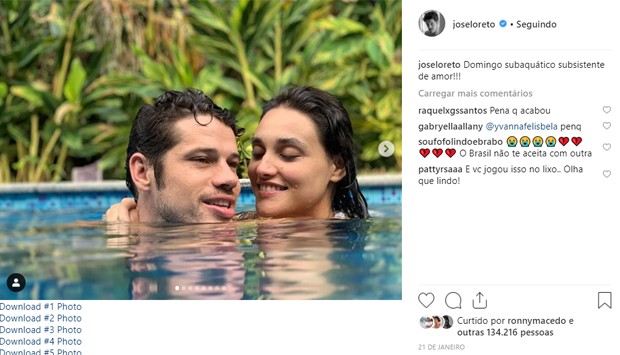Post mais recente de José Loreto com Débora Nascimento (Foto: Reprodução/Instagram) Post mais recente de José Loreto com Débora Nascimento (Foto: Reprodução/Instagram)