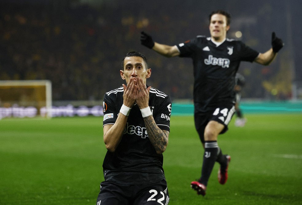 Di Maria comemora gol contra o Nantes pela Liga Europa — Foto: Reuters