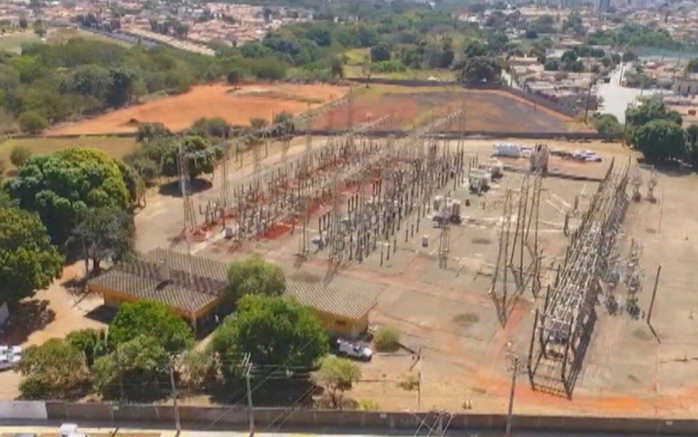 Subestação Atlântico da Enel, em Goiânia — Foto: Reprodução/TV Anhanguera