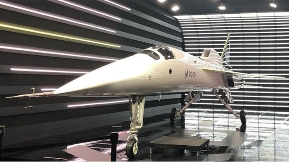 O avião de teste supersônico XB-1 testará a tecnologia do planejado avião comercial supersônico Overture — Foto: BOOM SUPERSONIC