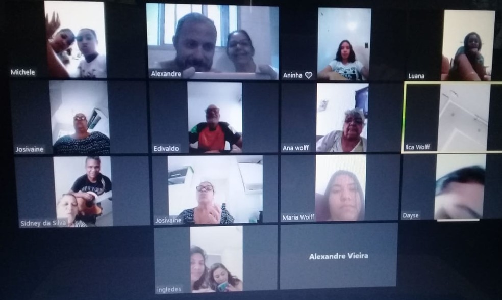 Conferência realizada pela internet reuniu familiares da aposentada que moram em Jundiaí e Itatiba — Foto: Arquivo pessoal