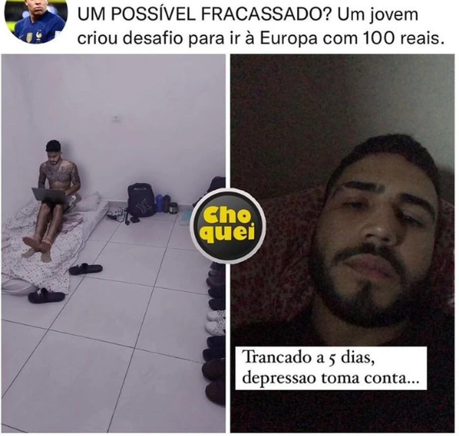 O influencer Pedro Silvestrini promoveu desafio de ir à Europa com R$ 100