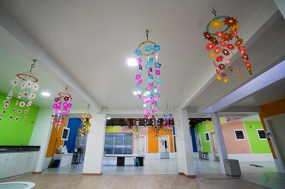 Creche foi reformada após o ataque — Foto: Prefeitura Saudades/Reprodução