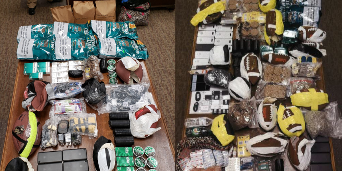 Itens contrabandeados sobre cerca de prisão no Mississippi (Foto: Reprodução / MDOC)