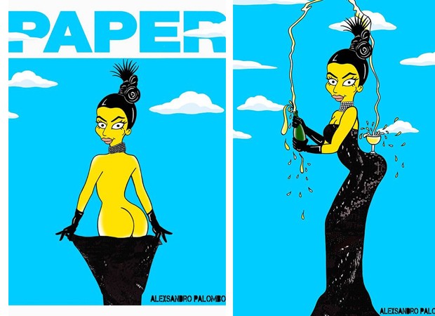 Ensaio de Kim Kardashian para revista Paper ganha versão à la Simpsons (Foto: Reprodução)
